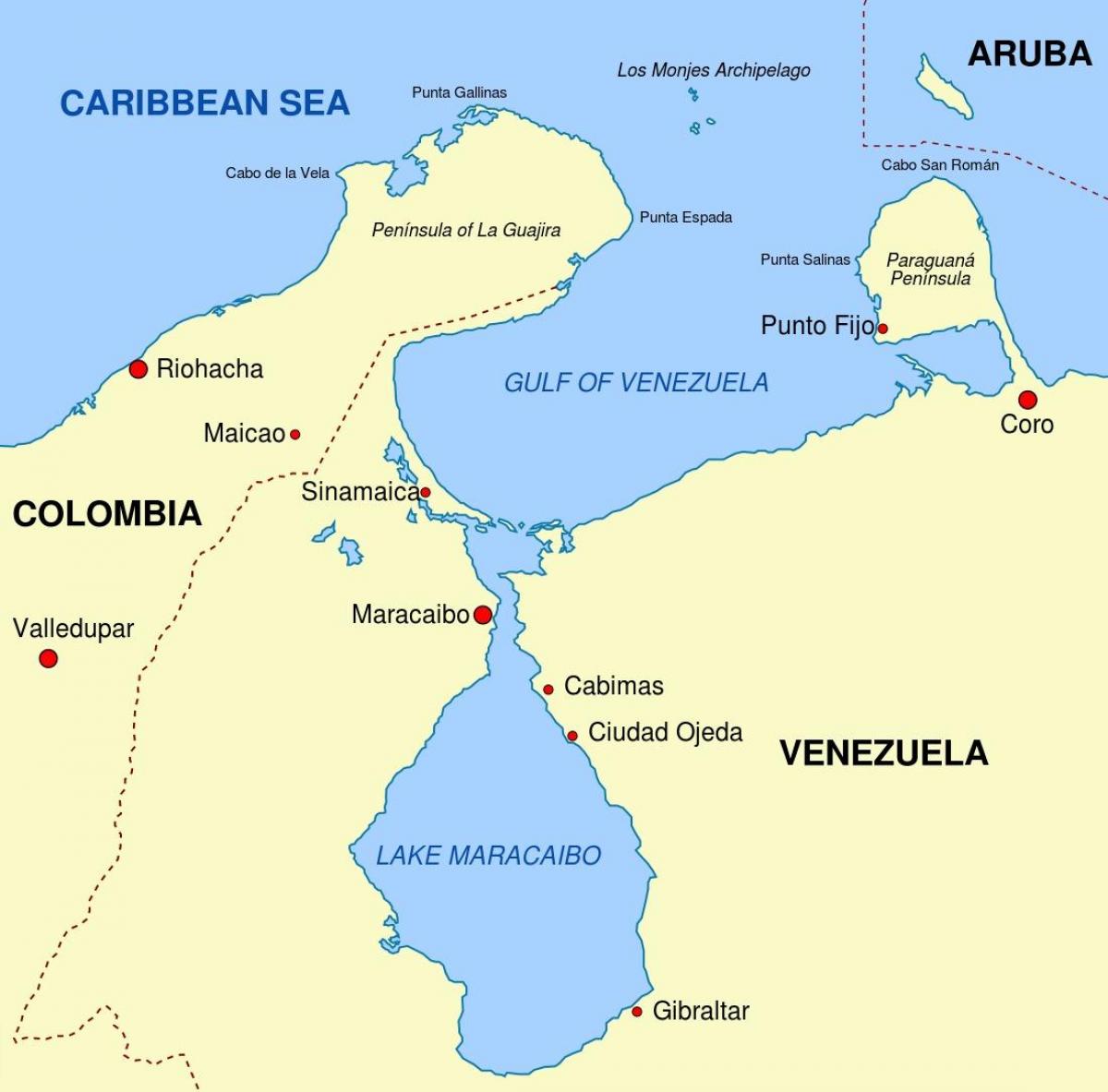 মানচিত্র gulf of ভেনিজুয়েলা