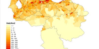 ভেনিজুয়েলা জনসংখ্যার ঘনত্ব মানচিত্র